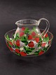 Retro strawberry set decorated with enamel paint jug H. 14 cm. bowl H. 8 cm. D. 21 item nr. 526429