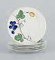 Jackie Lynd for 
Rörstrand, a 
set of six 
"Pomona" 
porcelain 
plates.
Approx. 1970s.
Marked.
In ...