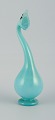 Murano, Venice, mouth-blown art glass vase in turquoise, organic form.1960/70s.In perfect ...