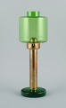 Hans-Agne Jakobsson, table lamp in green glass and brass ...