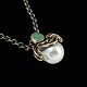 Vilhelm Holmstrup. Sterling Silver & 18k Gold Pendant with Pearl and Jade.Oxidized Sterling ...