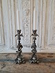 Pair of beautiful Art Nouveau candlesticks decorated with leavesHeight 31,5 cm.