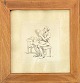 Original marker 
drawing in 
mahogany frame 
and glass. 
Motif of a man 
sitting and 
reading. ...