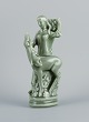 Helge Christoffersen (1925-1965) for Royal Copenhagen, Art Deco sculpture in 
stoneware of a young woman with a deer.