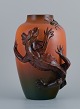 Ipsens, Denmark. Vase in hand-painted glazed ceramic with lizard and beetle.