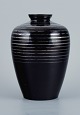 Art Deco glass vase, Germany. With horizontal silver inlays.