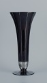 Art Deco glass vase, Germany. With silver inlays.