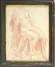 Ejnar Breinholt (1890 - 1973). Oil chalk drawing behind glass in black patinated wooden frame. ...