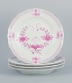 Meissen, Pink Indian, a set of four dinner plates.