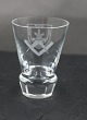 Danish freemason glasses, schnapps glasses engraved with freemason symbols, on an edge-cutted foot