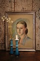 Decorative old 
hand-painted 
pastel of a 
young woman 
framed with 
glass in a fine 
19th century 
...