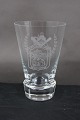 Danish freemason glasses, beer glasses for St. Johs. Lodge Cimbria in Aalborg, engraved with freemason symbols, on an edge-cutted foot