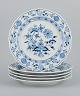 Meissen, Germany, five Blue Onion pattern lunch plates.
Hand painted.