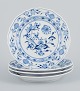 Meissen, Germany, four Blue Onion pattern plates.
Hand painted.