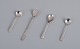 A set of four Scandinavian salt spoons in silver.
