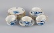 Meissen, Germany, tea set for six.
Hand painted in blue with flowers and insects. Gold decoration on edges.