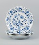 Meissen, Blue Onion pattern, a set of four hand painted dinner plates.