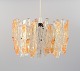 Franken Kalmar, Germany. Ice glass pendant in orange and clear acrylic glass. Space age ...