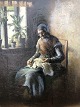 Jens Hansen 
Aarslev 
(1847-1928), 
"Grandmother", 
oil painting on 
canvas. Small 
dent on frame 
and ...