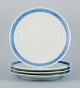 Royal Copenhagen Blue Fan, four dinner plates.