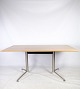 Spinal dining 
table, designed 
by Paul Leroy 
with oak table 
top and matt 
chromed steel 
frame made ...