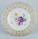 Meissen, Germany, openwork plate hand painted with flowers and butterflies.