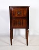 Mahogany side table with walnut marquetry with two drawers with original brass handles from ...