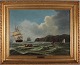 Vilhelm Leisner 
(1837-1910)
Stormy sea 
with numerous 
sailing ships 
by rocky 
coast, in ...