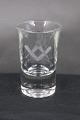 Danish freemason glasses, schnapps glasses 
engraved with freemason symbols, on a round foot