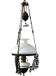 Large older 
kerosene lamp 
with heavy 
lifting/lowering 
weight, 
converted to 
electricity, 
needs ...