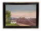 Painting on 
wooden board in 
an antique 
frame of small 
houses and 
nature from 
around the ...