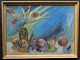 Høtoft, Anker 
(1877 - 1939) 
Denmark: 
Arrangement 
with apples and 
tulips on a 
table. Oil on 
...