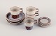 Jens Harald Quistgaard for Bing & Grøndahl, "Mexico" retro design, four coffee 
cups with saucers in stoneware and four small dishes.