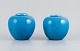 French ceramicist, a pair of ceramic vases in turquoise glaze.