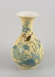 Lladro, Spain, large porcelain vase with flowers and birds in relief.