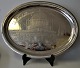 Oval silver-plated tray, from the National Exhibition in Aarhus 1909. Denmark. With decoration ...