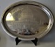 Oval 
silver-plated 
tray, from the 
National 
Exhibition in 
Aarhus 1909. 
Denmark. With 
decoration ...