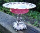 Large German 
glass bowl on a 
silver-plated 
foot, 19th 
century. Bowl 
in ruby red 
glass with 
white ...