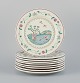 Villeroy & 
Boch, 
Luxembourg, a 
set of nine 
"American 
Sampler" 
porcelain 
plates 
decorated with 
...