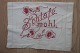 For the baby:
An antique pillow cover/pillow slip 
A beautiful old pillow cover with handmade red 
embroidery, 
text: "Schlafe wohl"
56cm x 37cm (H: the space for the pillow 25cm)
The antique, Danish linen and fustian is our 
speciality
