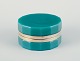 French Art Deco box with turquoise faceted opaline glass and brass mounting.