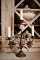 Old French 
church pillar 
in bronze 
decorated with 
1 fine old 
colored 
porcelain 
flower. (Has a 
...