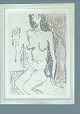 Preben 
Jørgensen ink 
drawing of a 
woman in a 
silver frame 
behind glass. 
Signed with 
monogram ...