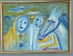 Leonard 
Olschansky. Oil 
on canvas with 
a motif from a 
circus with 
faces and a 
horse and a ...