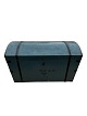 Antique chest in bluish paint from around 1841. Stand with engraving, as well as handles on both ...