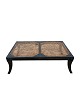 Black-painted bench with French wickerwork from the 1920s.Measurements in cm: H:34 W:100 D:66