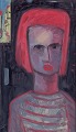 Lennart Pilotti 
(1912-1981), 
Swedish artist, 
oil on board, 
modernist 
portrait of a 
young ...