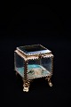 Old French 
jewelery box in 
bronze and 
faceted glass, 
silk cushion at 
the bottom and 
with a fine ...