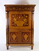 French secretary in mahogany with many intarsia and drawers with matching marble top from around ...