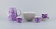 Hand-painted porcelain coffee set in a retro style with violet colors.